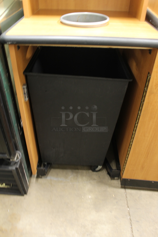Wood Pattern Trash Can Shell w/ Trash Deposit Hole, Tray Return, Trash Can and Door. - Image 4 of 4