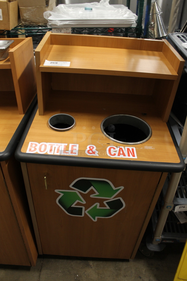 Wood Pattern Trash Can Shell w/ Trash Deposit Hole, Tray Return, Trash Can and Door. - Image 1 of 4
