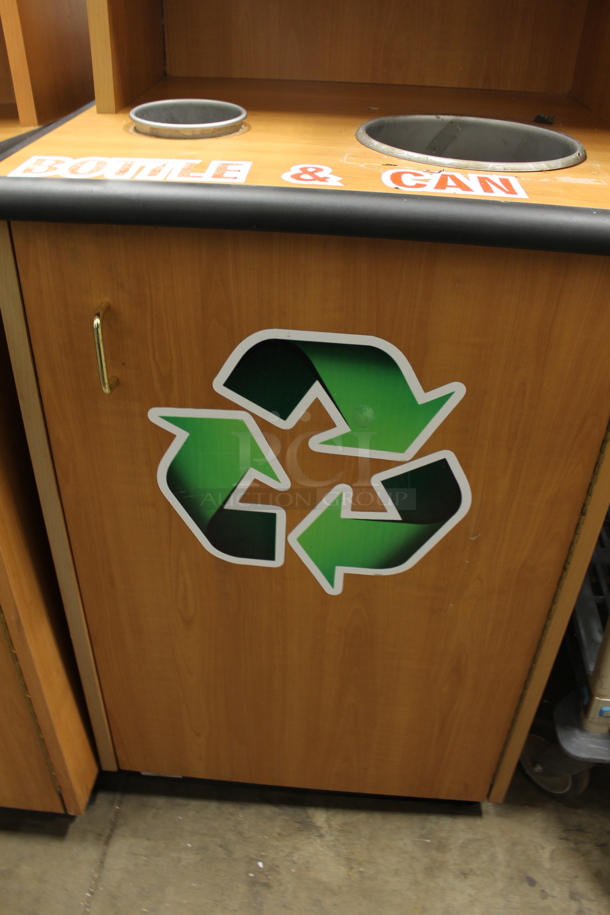 Wood Pattern Trash Can Shell w/ Trash Deposit Hole, Tray Return, Trash Can and Door. - Image 3 of 4