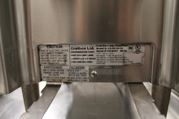 2018 Crathco CS-2E/1D-16 Stainless Steel Commercial Countertop 2 Hopper Refrigerated Beverage Machine. 120 Volts, 1 Phase. Tested and Powers On But Does Not Get Cold - Image 5 of 5