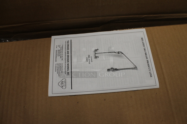 BRAND NEW SCRATCH AND DENT! T&S 510B0141 Deck Mounted 35 3/4" High Pre-Rinse Faucet with Concealed Base, 4-Arm Handles, Swivel Arm, and 20" Hose - Image 4 of 6