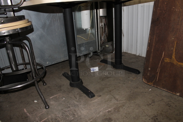 Dining Height Table on 2 Black Metal Table Bases. - Image 3 of 3