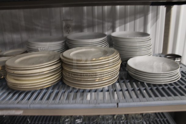 ALL ONE MONEY! Lot of Contents of Shelving Unit Including Plates, Bowls and Glasses. Does Not Include Shelving Unit.  - Image 7 of 9