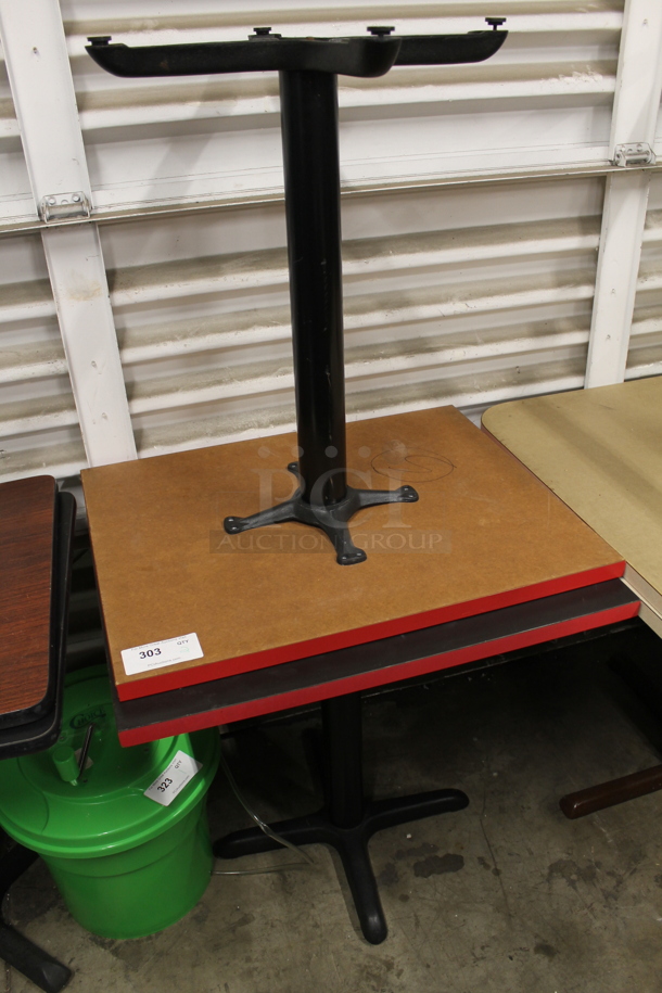 2 Black Dining Height Tables on Black Metal Table Base. 2 Times Your Bid! - Image 2 of 4