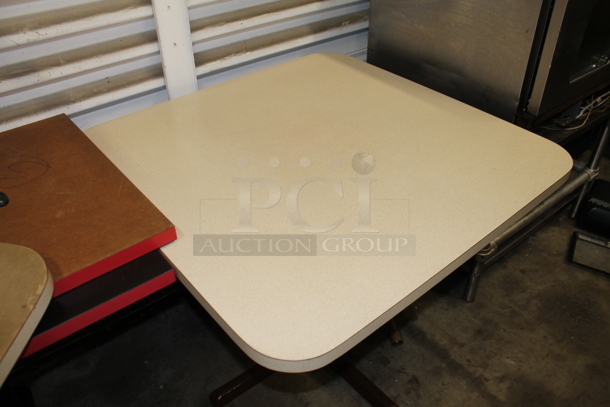 2 White Dining Height Tables on Black Metal Table Base. 2 Times Your Bid! - Image 4 of 4