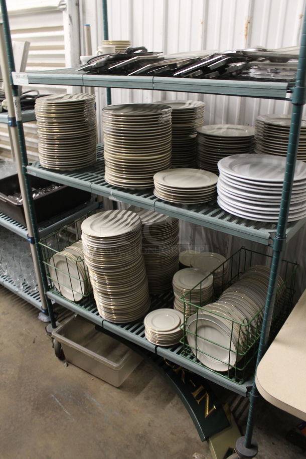 ALL ONE MONEY! Lot of Metro Contents Including Plates and Dorp In Bin Lids. Does Not Include Shelving Unit. - Image 1 of 9