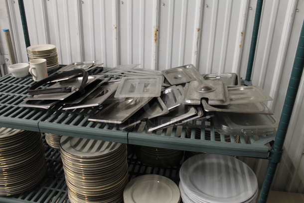 ALL ONE MONEY! Lot of Metro Contents Including Plates and Dorp In Bin Lids. Does Not Include Shelving Unit. - Image 2 of 9