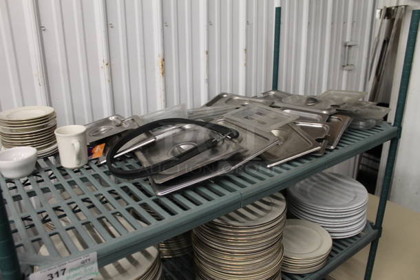 ALL ONE MONEY! Lot of Metro Contents Including Plates and Dorp In Bin Lids. Does Not Include Shelving Unit. - Image 6 of 9
