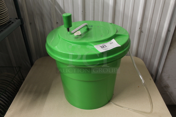 Choice Green Poly Lettuce Spinner Salad Spinner. - Image 1 of 7