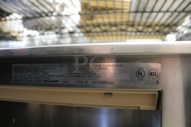 Sharp R-23GT Stainless Steel Commercial Countertop Microwave Oven. 208/230 Volts, 1 Phase.  - Image 6 of 6