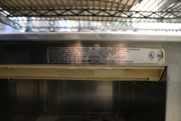 Sharp R-23GT Stainless Steel Commercial Countertop Microwave Oven. 208/240 Volts, 1 Phase.  - Image 6 of 6