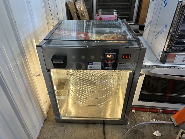 ServIt 423PDW18D2 Stainless Steel Commercial Countertop Full-Service Countertop Display Warmer with 4 Shelves. See Pictures For Damage and Missing Glass Pane. 120 Volt, 1 Phase. Tested and Working! - Image 1 of 7