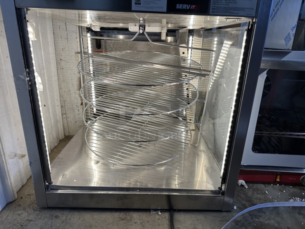 ServIt 423PDW18D2 Stainless Steel Commercial Countertop Full-Service Countertop Display Warmer with 4 Shelves. See Pictures For Damage and Missing Glass Pane. 120 Volt, 1 Phase. Tested and Working! - Image 6 of 7