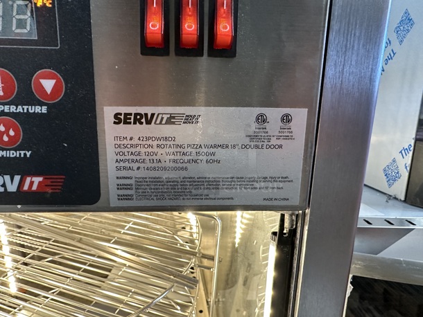 ServIt 423PDW18D2 Stainless Steel Commercial Countertop Full-Service Countertop Display Warmer with 4 Shelves. See Pictures For Damage and Missing Glass Pane. 120 Volt, 1 Phase. Tested and Working! - Image 7 of 7