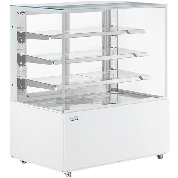 BRAND NEW SCRATCH AND DENT! Avantco 224BCD48SW Metal Commercial Floor Style Dry Bakery Display Case Merchandiser. 115 Volts, 1 Phase. Tested and Working! - Image 1 of 5