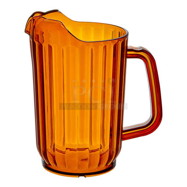 Box of 4 BRAND NEW SCRATCH AND DENT! Choice 69032SANGD 32 oz. Amber SAN Plastic Beverage Pitcher - Image 1 of 5