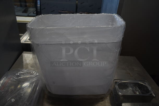 Box of BRAND NEW 231-01466 Poly Hoppers and 2 Metal Drip Trays for Beverage Machine. - Image 6 of 10