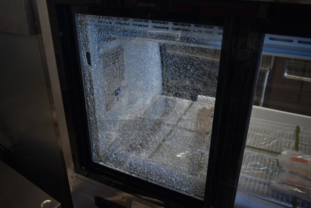 BRAND NEW SCRATCH AND DENT! 2023 Avantco 178DLC47HCS Stainless Steel Commercial Floor Style Deli Display Case Merchandiser. See Pictures For Broken Glass on Back Doors. 115 Volts, 1 Phase. Tested and Working! - Image 6 of 7