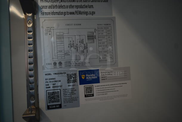 BRAND NEW SCRATCH AND DENT! 2023 Avantco 178GDC69HCB Metal Black 3 Door Reach In Cooler Swing Glass Door Merchandiser Refrigerator with LED Lighting and Poly Coated Racks. 115 Volts, 1 Phase.  Tested and Working! - Image 7 of 9