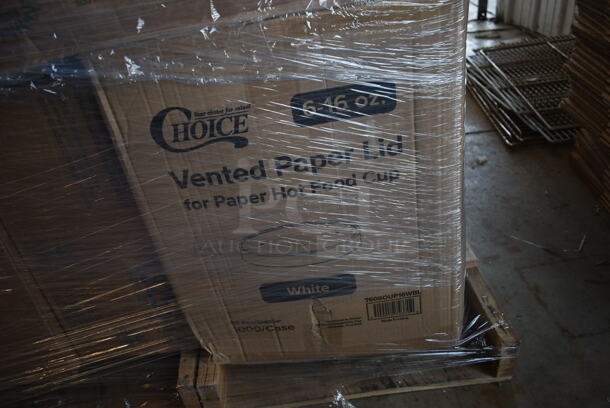 PALLET LOT of 18 Various Boxes of Paper Products Including Dart 32AC Clear Cups, Dart Famouservice Dinnerware 10-25" Plates, Fineline 10" Black Plates, Choice 6-16 oz Vented Paper Lids, Fineline 7.5" Salad Plates, Fineline 6" Dessert Plates, Fineline 10" Dinner Plates,  Choice Clear Plastic Lids, Choice Paper Lids, Newspring NC948B. 18 Times Your Bid! - Image 3 of 9