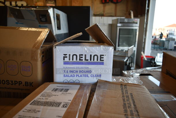 PALLET LOT of 22 Various Boxes of Paper Products Including Fineline 6" Dessert Plates, Fineline 6" White Plates, Fineline Black 3 Section Plates, 7.5" Salad Plates, 1325402, Dart Famouservice 10-25" Compartment Plates, DArt 412SIN Paper Cups, Dart 316SI Cups, Lavex 2 Ply Toilet Paper, Choice Clear Plastic Lid for 32 oz Cup, 370MS-0029 Hot Cup. 22 Times Your Bid! - Image 4 of 11