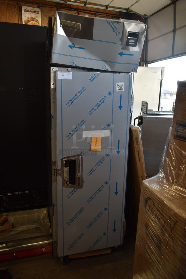 BRAND NEW SCRATCH AND DENT! 2023 Delfield 6125XL-S Stainless Steel Commercial Single Door Reach In Freezer on Commercial Casters. 115 Volts, 1 Phase. Tested and Does Not Power On - Image 2 of 8