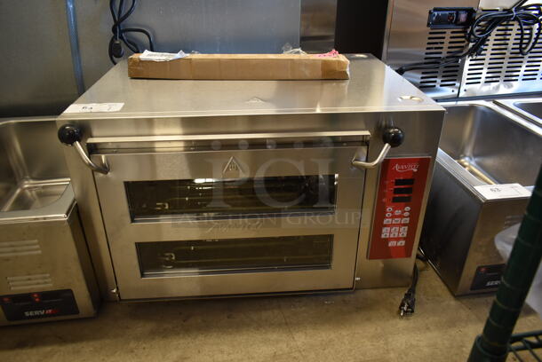 BRAND NEW SCRATCH AND DENT! Avantco 177DDPO18DSM Stainless Steel Commercial Countertop Electric Powered Double Deck Pizza / Bakery Oven with Digital Controls. 240 Volts, 1 Phase.  - Image 2 of 5