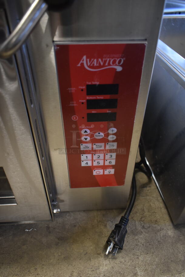 BRAND NEW SCRATCH AND DENT! Avantco 177DDPO18DSM Stainless Steel Commercial Countertop Electric Powered Double Deck Pizza / Bakery Oven with Digital Controls. 240 Volts, 1 Phase.  - Image 3 of 5