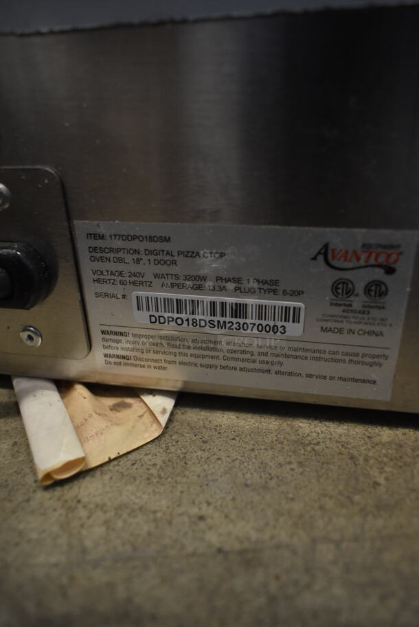 BRAND NEW SCRATCH AND DENT! Avantco 177DDPO18DSM Stainless Steel Commercial Countertop Electric Powered Double Deck Pizza / Bakery Oven with Digital Controls. 240 Volts, 1 Phase.  - Image 5 of 5