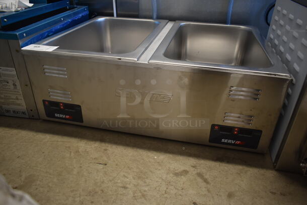 BRAND NEW SCRATCH AND DENT! ServIt 423FW200D Stainless Steel Commercial 12" x 20" Full Size Dual Well Electric Countertop Food Warmer with Digital Controls. 120 Volts, 1 Phase. Tested and Working! - Image 4 of 5