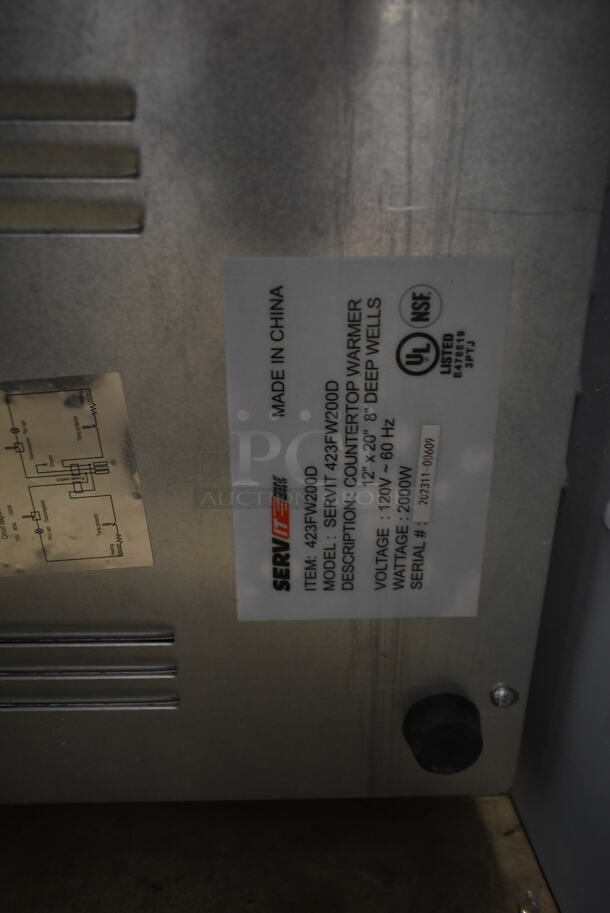 BRAND NEW SCRATCH AND DENT! ServIt 423FW200D Stainless Steel Commercial 12" x 20" Full Size Dual Well Electric Countertop Food Warmer with Digital Controls. 120 Volts, 1 Phase. Tested and Working! - Image 5 of 5