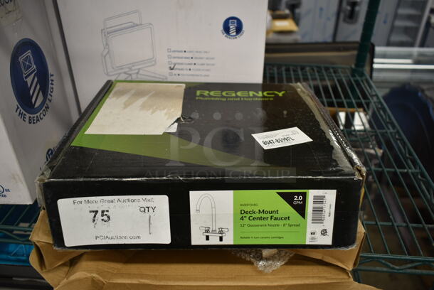 BRAND NEW SCRATCH AND DENT! Regency 600FD48G Deck-Mounted Faucet with 4" Centers and 8" Swivel Gooseneck Spout - Image 2 of 4