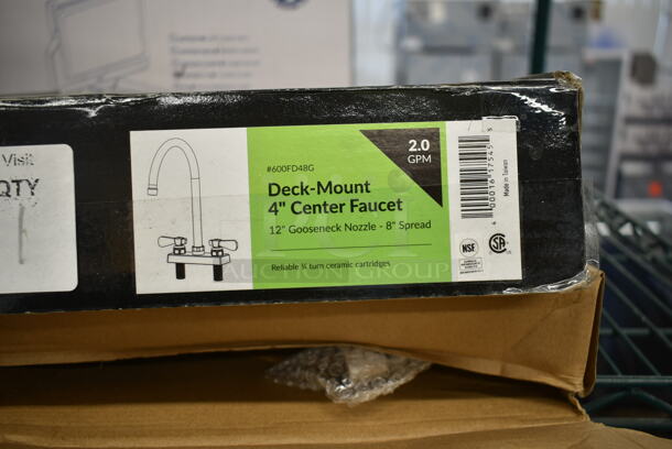 BRAND NEW SCRATCH AND DENT! Regency 600FD48G Deck-Mounted Faucet with 4" Centers and 8" Swivel Gooseneck Spout - Image 3 of 4
