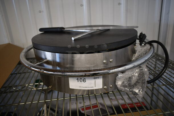 BRAND NEW SCRATCH AND DENT! 2023 Carnival King 382TCMPT16A Stainless Steel Commercial Countertop 16" Round Portable Non-Stick Crepe Maker. 120 Volts, 1 Phase. Tested and Working!  - Image 2 of 6