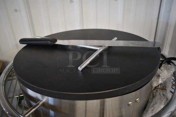 BRAND NEW SCRATCH AND DENT! 2023 Carnival King 382TCMPT16A Stainless Steel Commercial Countertop 16" Round Portable Non-Stick Crepe Maker. 120 Volts, 1 Phase. Tested and Working!  - Image 3 of 6