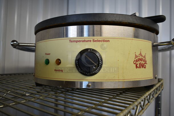 BRAND NEW SCRATCH AND DENT! 2023 Carnival King 382TCMPT16A Stainless Steel Commercial Countertop 16" Round Portable Non-Stick Crepe Maker. 120 Volts, 1 Phase. Tested and Working!  - Image 6 of 6