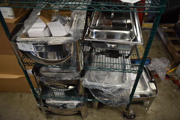 6 BRAND NEW SCRATCH AND DENT! 4 Acopa Supreme 8 Qt. Full Size Chrome Accent Roll Top Chafer, 2 Stainless Steel Chafer. 6 Times Your Bid! - Image 2 of 6