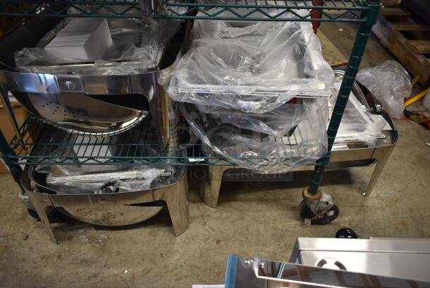6 BRAND NEW SCRATCH AND DENT! 4 Acopa Supreme 8 Qt. Full Size Chrome Accent Roll Top Chafer, 2 Stainless Steel Chafer. 6 Times Your Bid! - Image 6 of 6