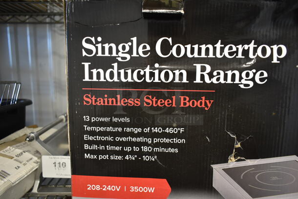 BRAND NEW SCRATCH AND DENT! Avantco 177IC3500 Stainless Steel Commercial Countertop Single Burner Induction Range / Cooker. See Pictures For Damage To Cooktop. 208/240 Volts, 1 Phase.  - Image 3 of 8