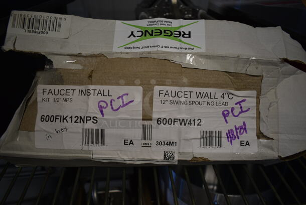 BRAND NEW SCRATCH AND DENT! Regency 600FW412 Wall Mount Faucet with 4" Centers and 12" Swing Spout  - Image 3 of 4