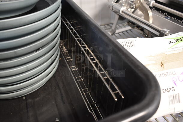 ALL ONE MONEY! Lot of BRAND NEW SCRATCH AND DENT! Items; 10 Aladdin Temp-Rite Gray Round Trays, Frymaster 3691061455SP Hose Assembly and Black Poly Bin - Image 8 of 9