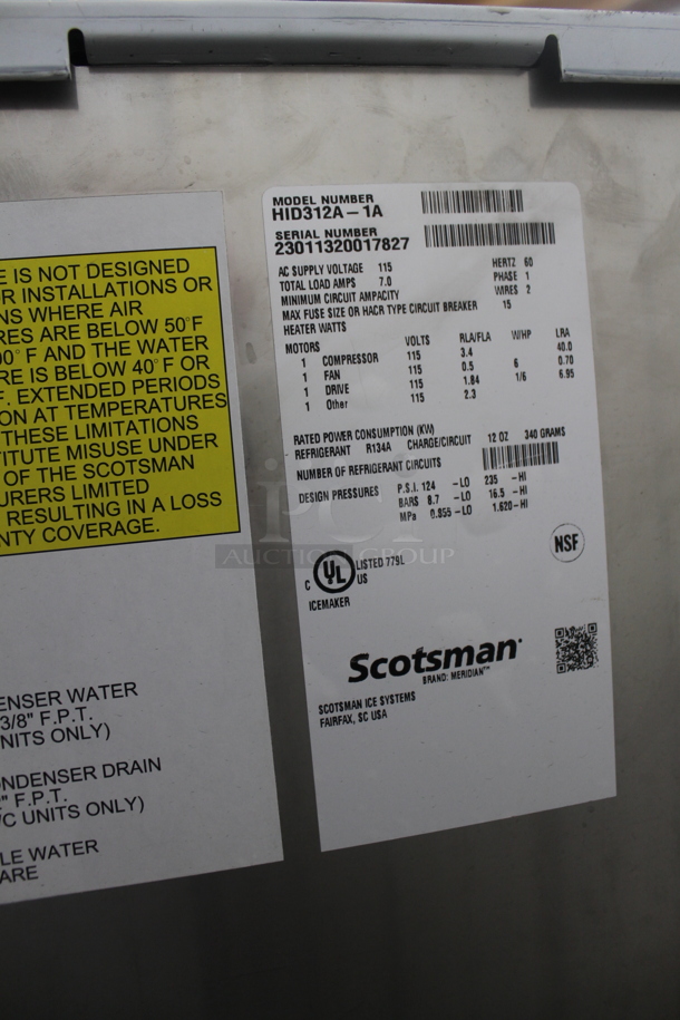 BRAND NEW! 2023 Scotsman HID312AB-1A Meridian Stainless Steel Commercial Countertop Ice Machine and Water Dispenser with Push Button Dispensing - 12 lb. Bin Storage. 115 Volts, 1 Phase.  - Image 5 of 5