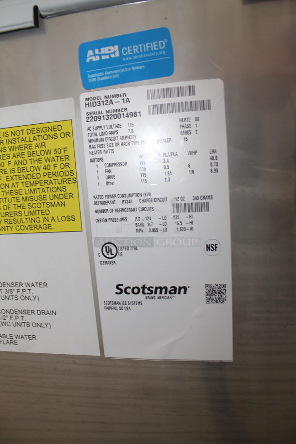 BRAND NEW! 2022 Scotsman HID312A-1A Meridian Stainless Steel Commercial Countertop Ice Machine and Water Dispenser - 12 lb. Bin Storage. 115 Volts, 1 Phase.  - Image 5 of 5