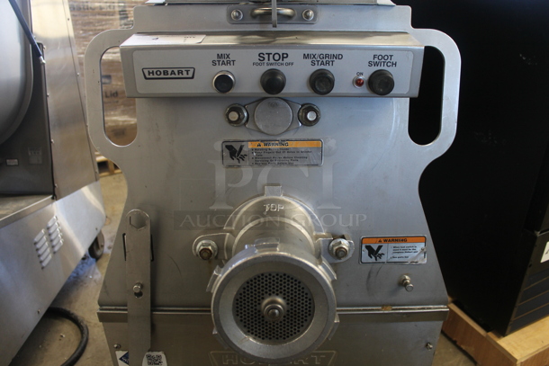 2016 Hobart MG2032 Metal Commercial Floor Style Electric Powered Meat Grinder w/ Foot Pedal on Commercial Casters. 208 Volts, 3 Phase. - Image 4 of 6