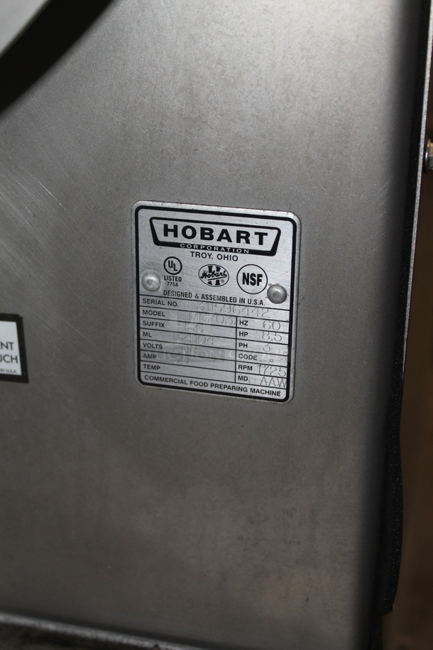 2020 Hobart MG2032 Metal Commercial Floor Style Electric Powered Meat Grinder w/ Foot Pedal on Commercial Casters. 208 Volts, 3 Phase. - Image 6 of 9