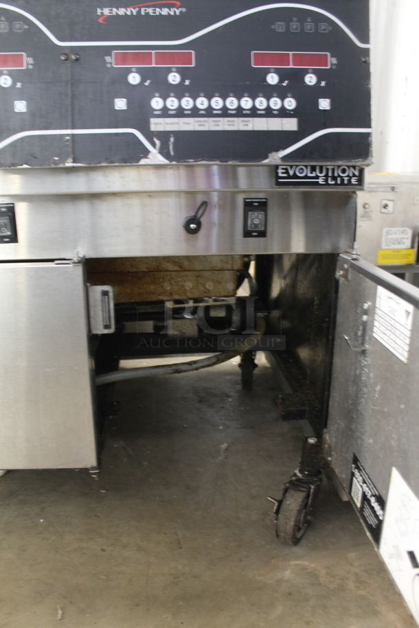 2021 Henny Penny EEE-154 Evolution Elite Stainless Steel Commercial Floor Style Electric Powered 4 Bay Deep Fat Fryer. 208 Volts, 3 Phase.  - Image 3 of 9