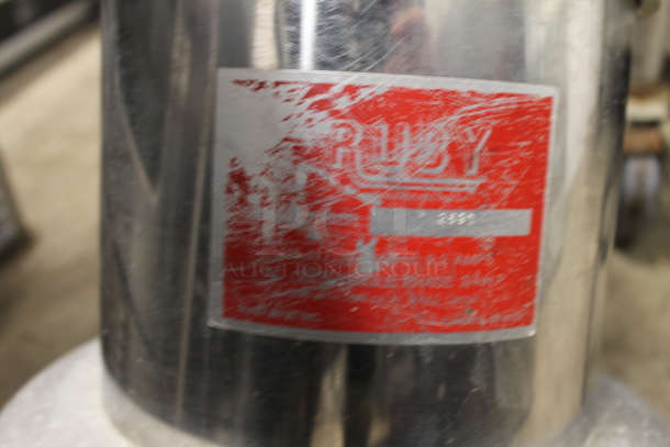 Ruby 2590 Stainless Steel Commercial Countertop Electric Citrus Juicer. Tested and Powers On But Parts Do Not Move - Image 3 of 4