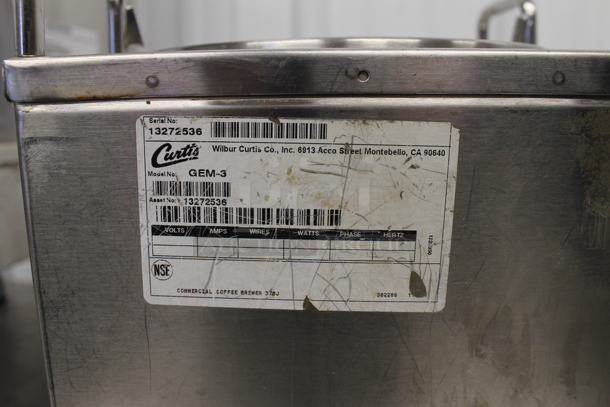 Curtis GEM-3 Stainless Steel Commercial Coffee Satellite Server. - Image 5 of 5