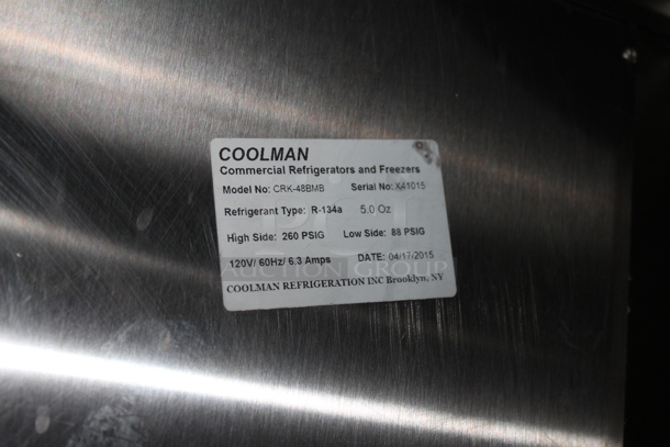 2015 Coolman CRK-48MB Stainless Steel Commercial Sandwich Salad Prep Table Bain Marie Mega Top. 115 Volts, 1 Phase. Tested and Powers On But Does Not Get Cold - Image 5 of 5