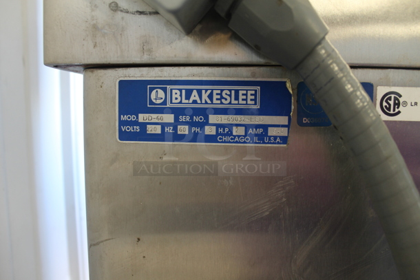 Blakeslee DD-60 Stainless Steel Commercial Floor Style 60 Quart Planetary Dough Mixer w/ Stainless Steel Mixing Bowl, Bowl Guard, Dough Hook and Whisk Attachments. 208 Volts, 3 Phase.  - Image 9 of 9